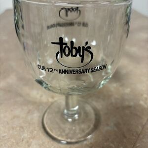 Vintage Toby's Pedestal Thumbnail Bar Glass Goblet 12th Anniversary Season